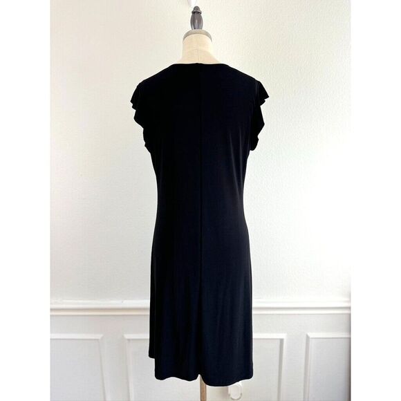 Giorgio Fiorlini Vintage Y2K 90's Black Jersey Dress Sz S Flowy Cap Sleeves - Picture 4 of 8